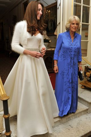 Kate Middleton and Queen Camilla at Kate's wedding reception.