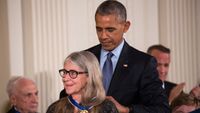 President Barack Obama awards the Presidential Medal of Freedom to pioneering computer scientist Margaret Hamilton on Nov. 22, 2016. 