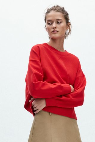 Plain Knit Sweatshirt