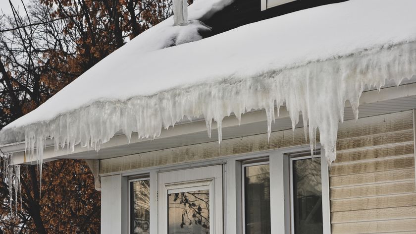 Ice dam on a roof