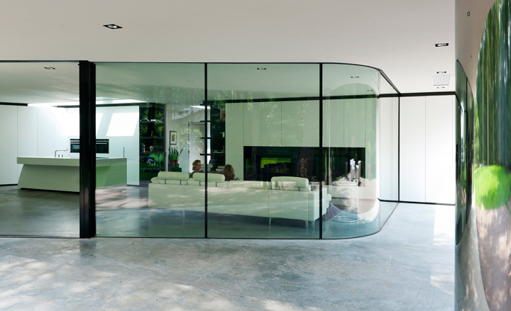 View of the curved glass wall