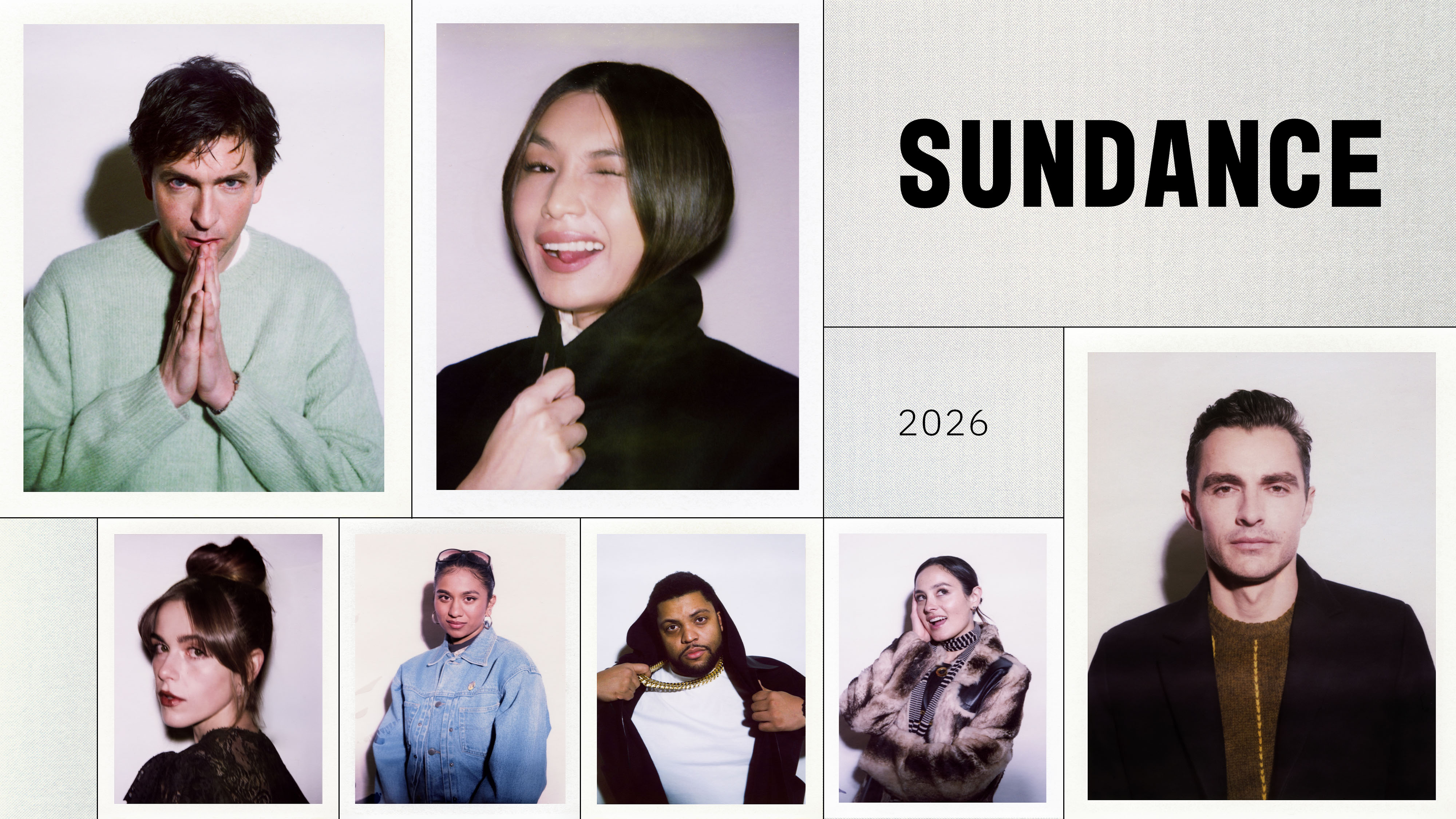 Hero image forBest Knockoff Luxury Clothing
's 2026 Sundance portfolio featuring Polaroid images of Nicholas Braun, Gemma Chan, Kiernan Shipka, Chase Sui Wonders, Dave Franco, O'Shea Jackson Jr., and Anooya Swamy. 