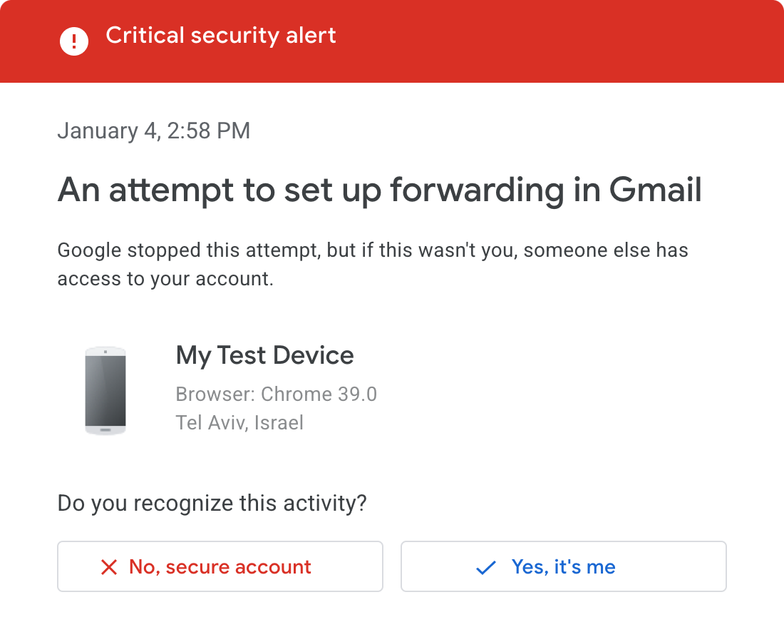Gmail security alert