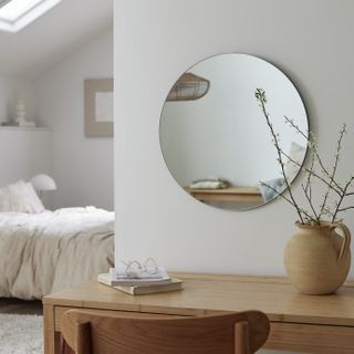 Habitat Black Frameless Round Wall Mirror - 50x50cm