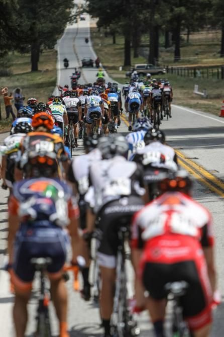 The peloton starts to pick up the pace.