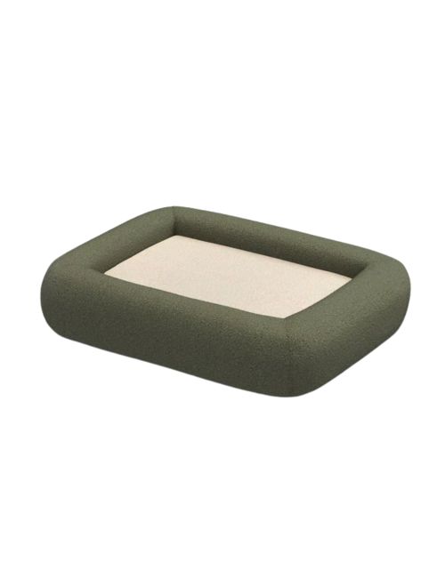 Olive Green Boucle Bolster Pet Bed