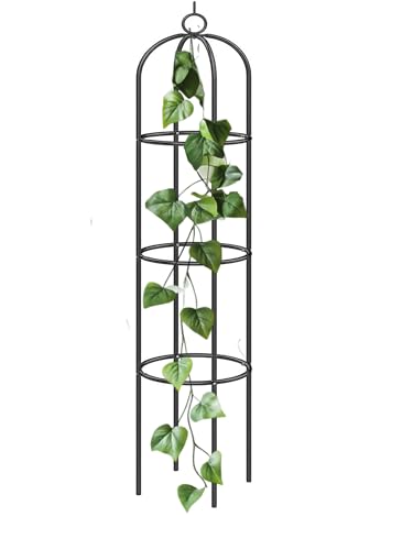 Divchi Steel Garden Obelisk Climbing Plant Support 1.9m Black Cylindrical Weather-Proof (climbing Plant Not Included)
