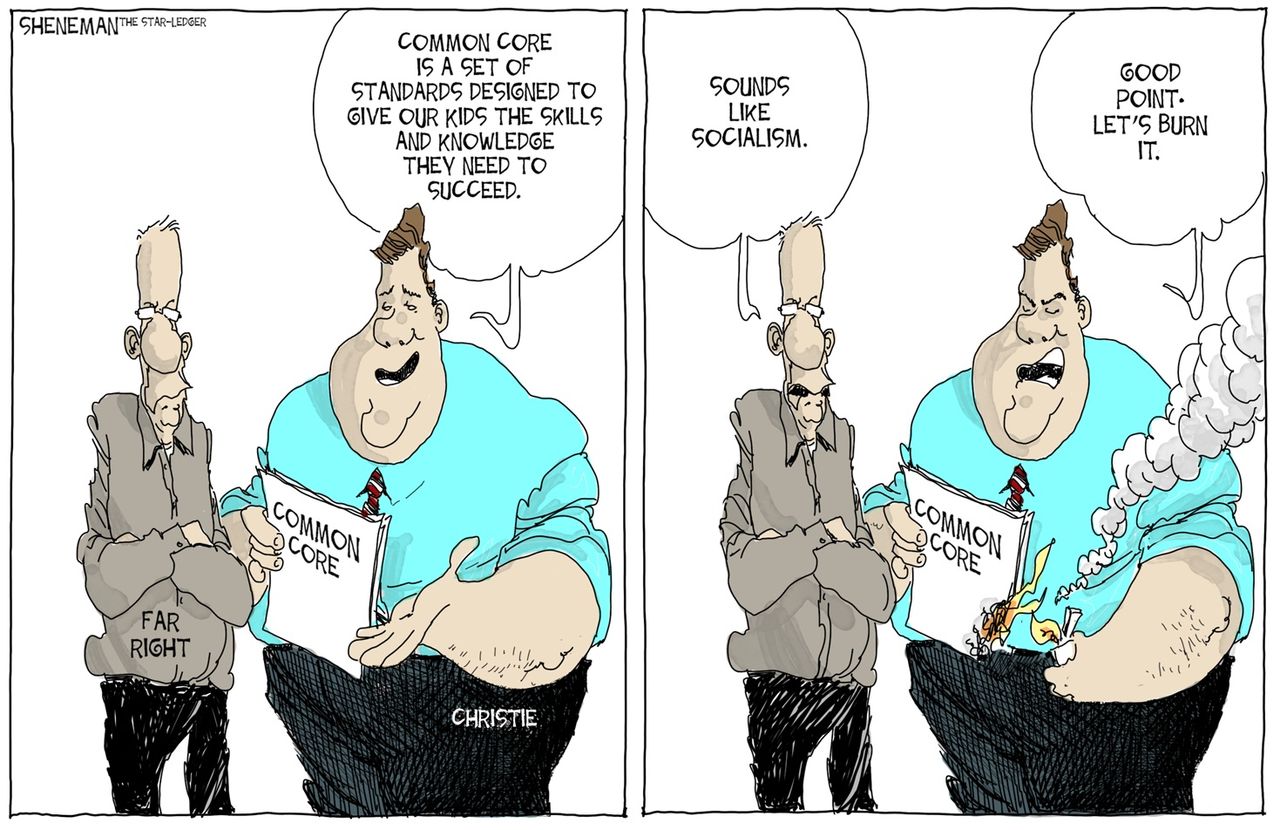 Political cartoon U.S. Common Core Chris Christie