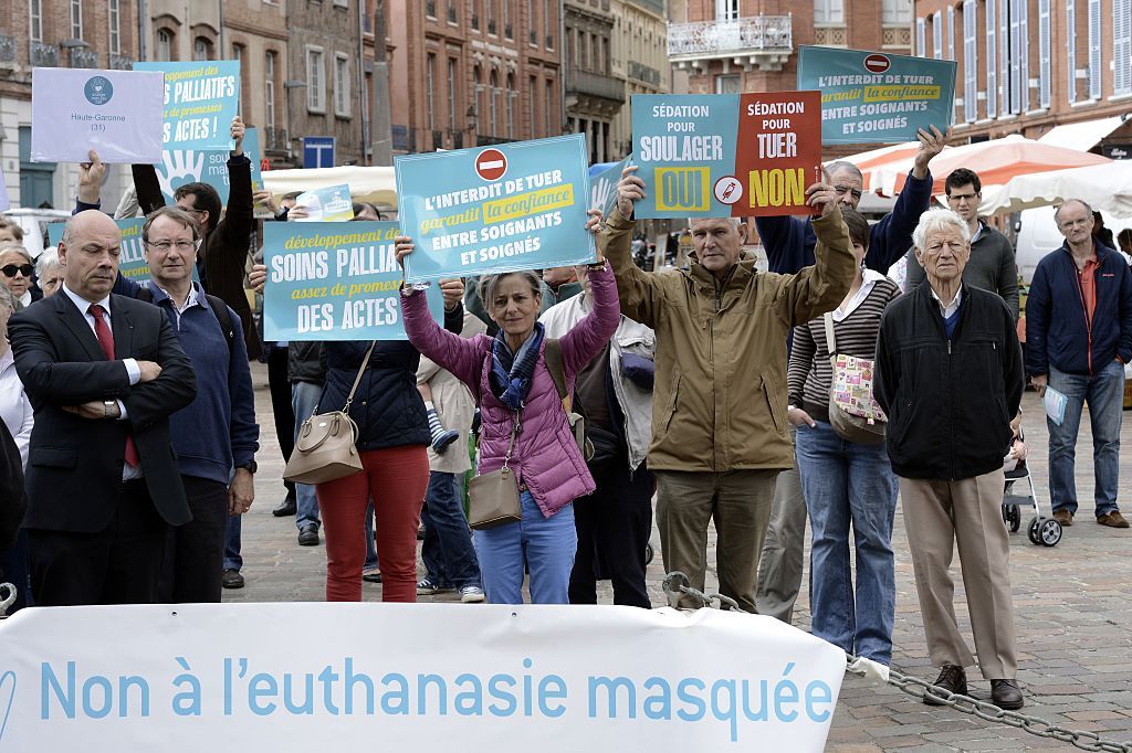 An anti-euthanasia protest in France