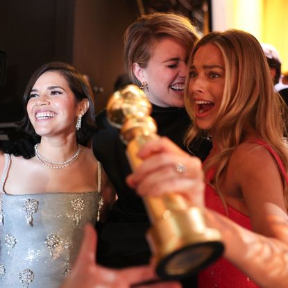 America Ferrera, Greta Gerwig and Margot Robbie celebrate Barbie's Golden Globes win