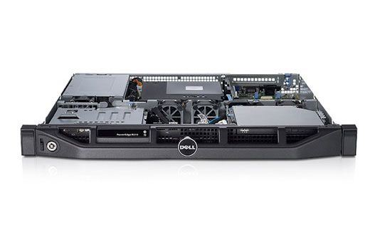 The Dell PowerEdge R210 II with its top off.