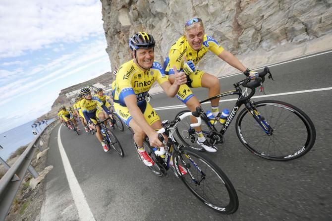 Thumbs up: Riis and Tinkov are back on friendly terms after their summer split