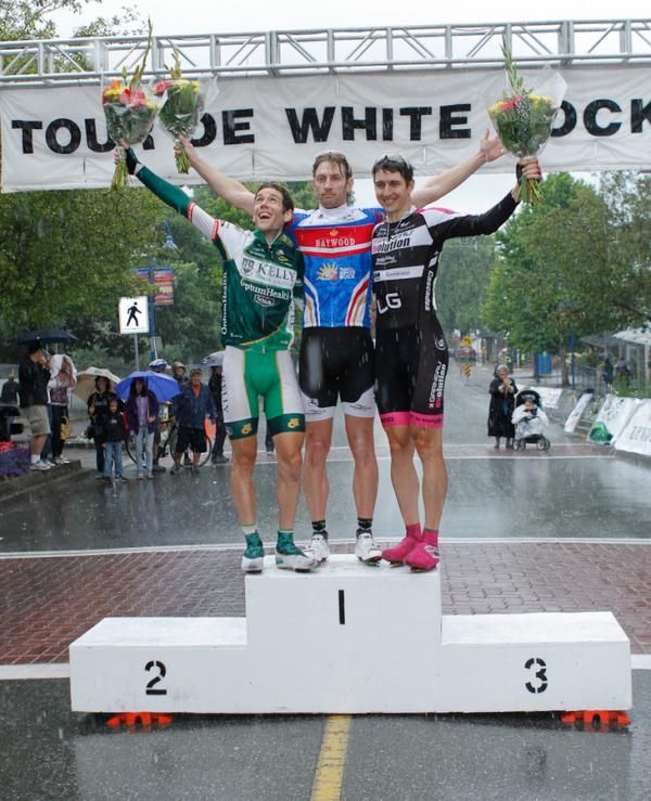 The podium: Dave Stephens (GarneauEvolution) 3rd, Marsh Cooper (KBS) 2nd, Justin Kerr (H&amp;R Block) 1st