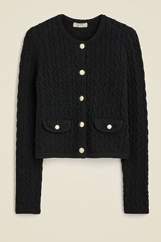 Odette Cable-Knit Sweater Lady Jacket in Cotton-Blend Bouclé