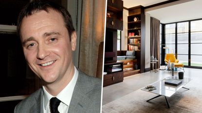 split screen with jason atherton on the left and his home decorated by rosendale design on the right