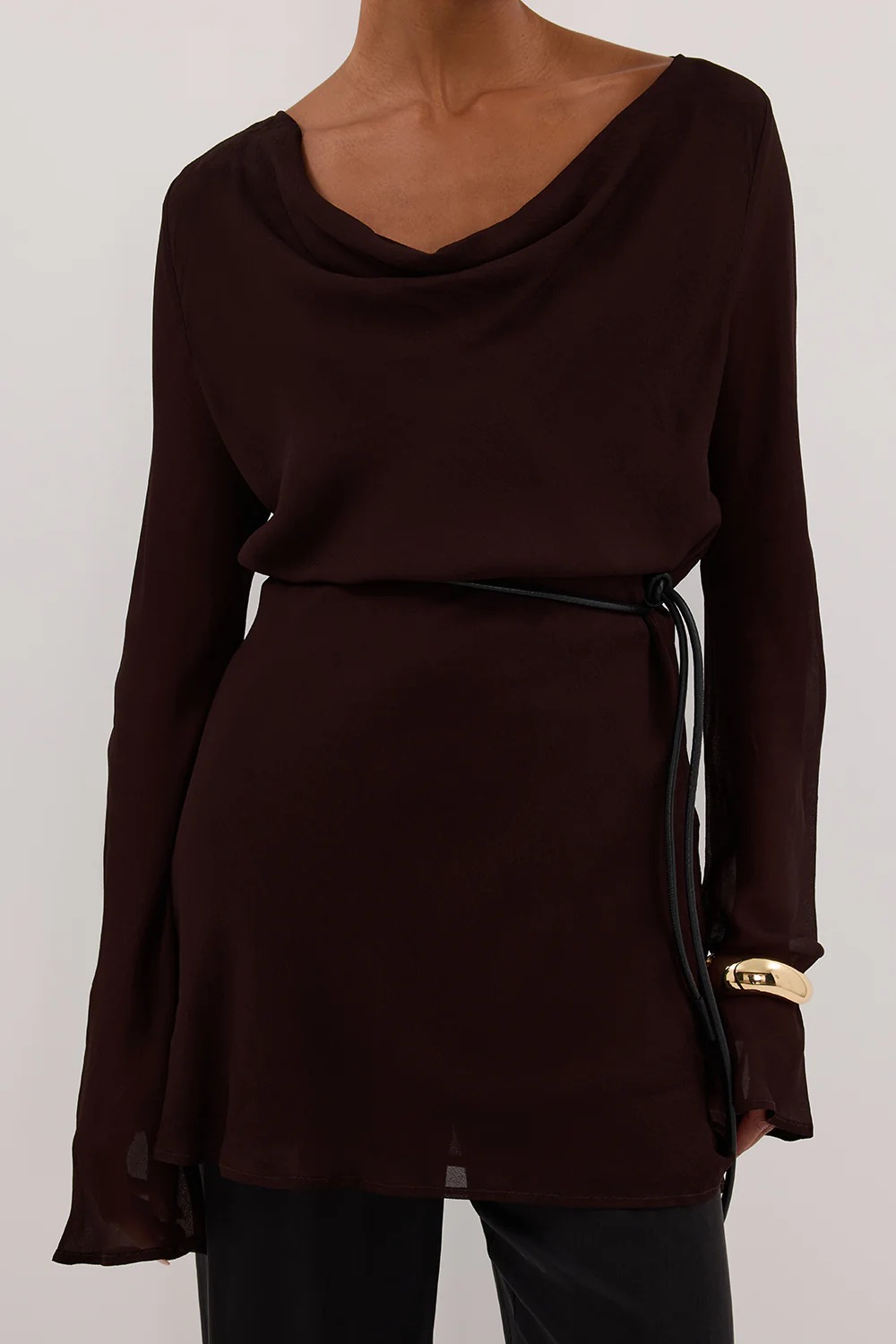 dissh, CORFU DARK CHOC SLEEVED MINI DRESS