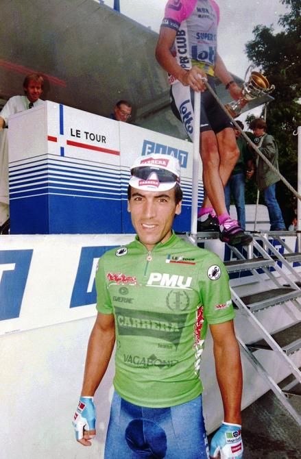 Djamolidine Abdoujaparov in the green jersey at the 1991 Tour de France