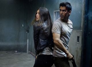 Jessica Biel and Colin Farrell star in action thriller TOTAL RECALL.