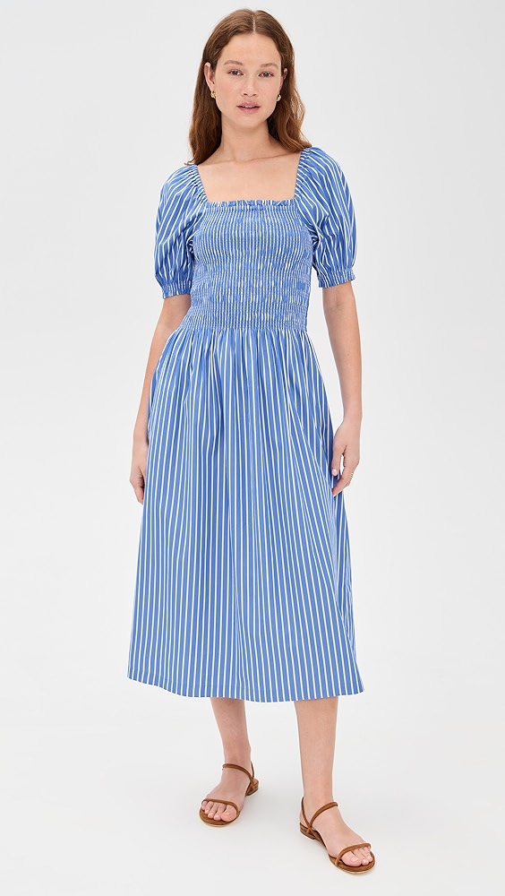 Madewell Smocked Puff Sleeve Midi Dress