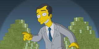 the simpsons salesman money stacks