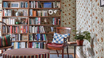 Bookcase, wallpaper