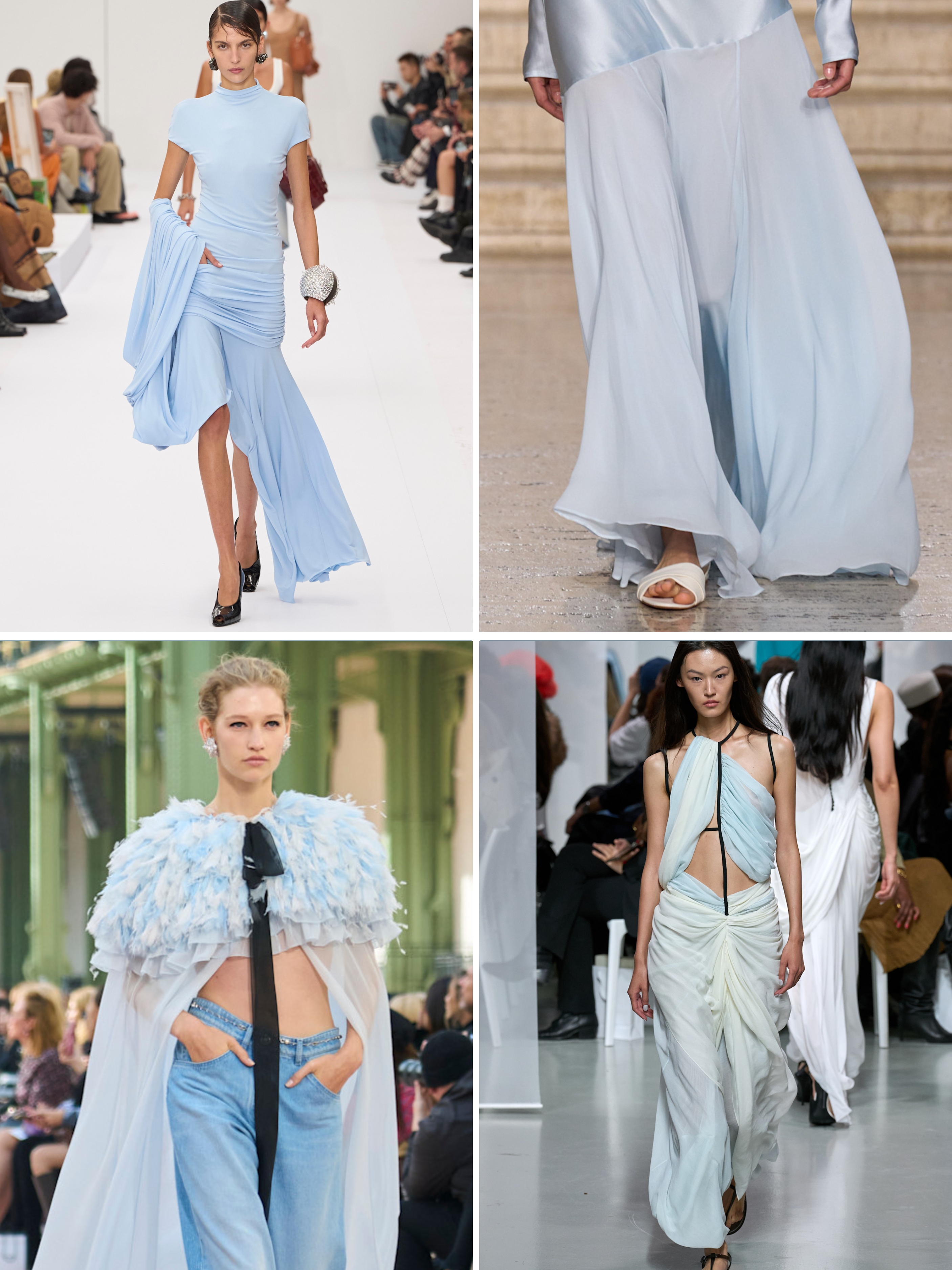 Summer 2025 Fashion Colour Trends: A selection of models wear icy blue on the spring/summer 2025 runway