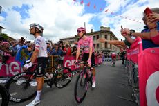 Tadej Pogačar at the start of stage 19 of the 2024 Giro d'Italia
