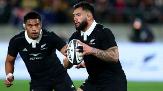 Tyrel Lomax of New Zealand charges forward during The Rugby Championship &amp; Bledisloe Cup match between New Zealand and Australia ahead of the All Blacks&#039; Autumn International 2024 tour 