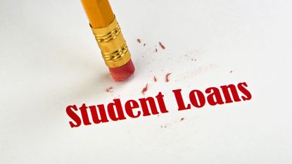 A pencil erasing the words student loans.