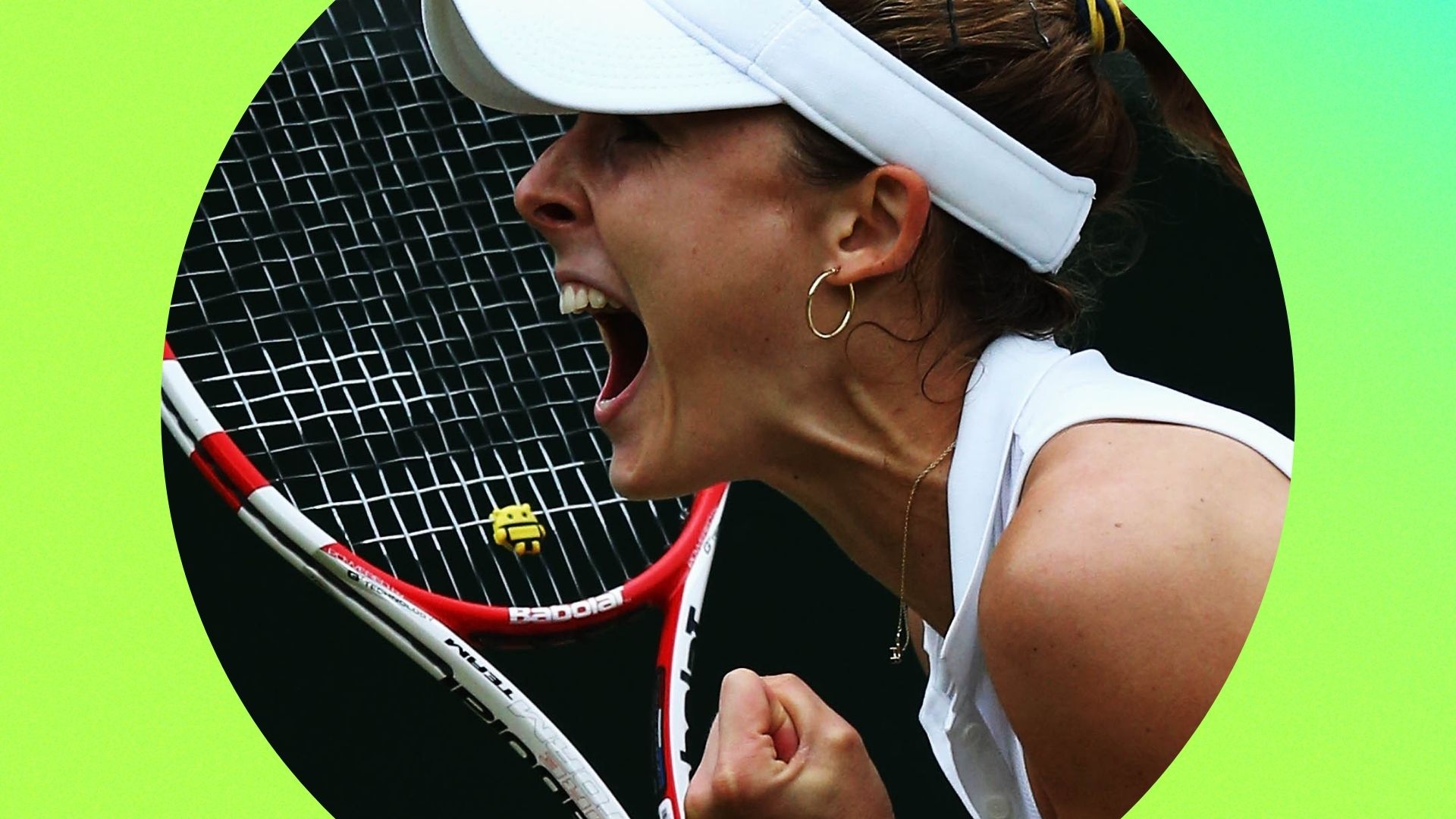 Sabine Lisicki celebrating after winning a rally