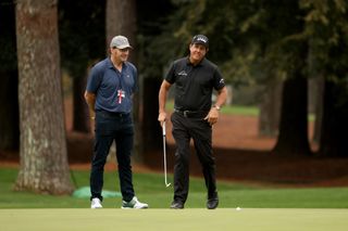 Nick Faldo and Phil Mickelson chat ahead of the 2020 Masters