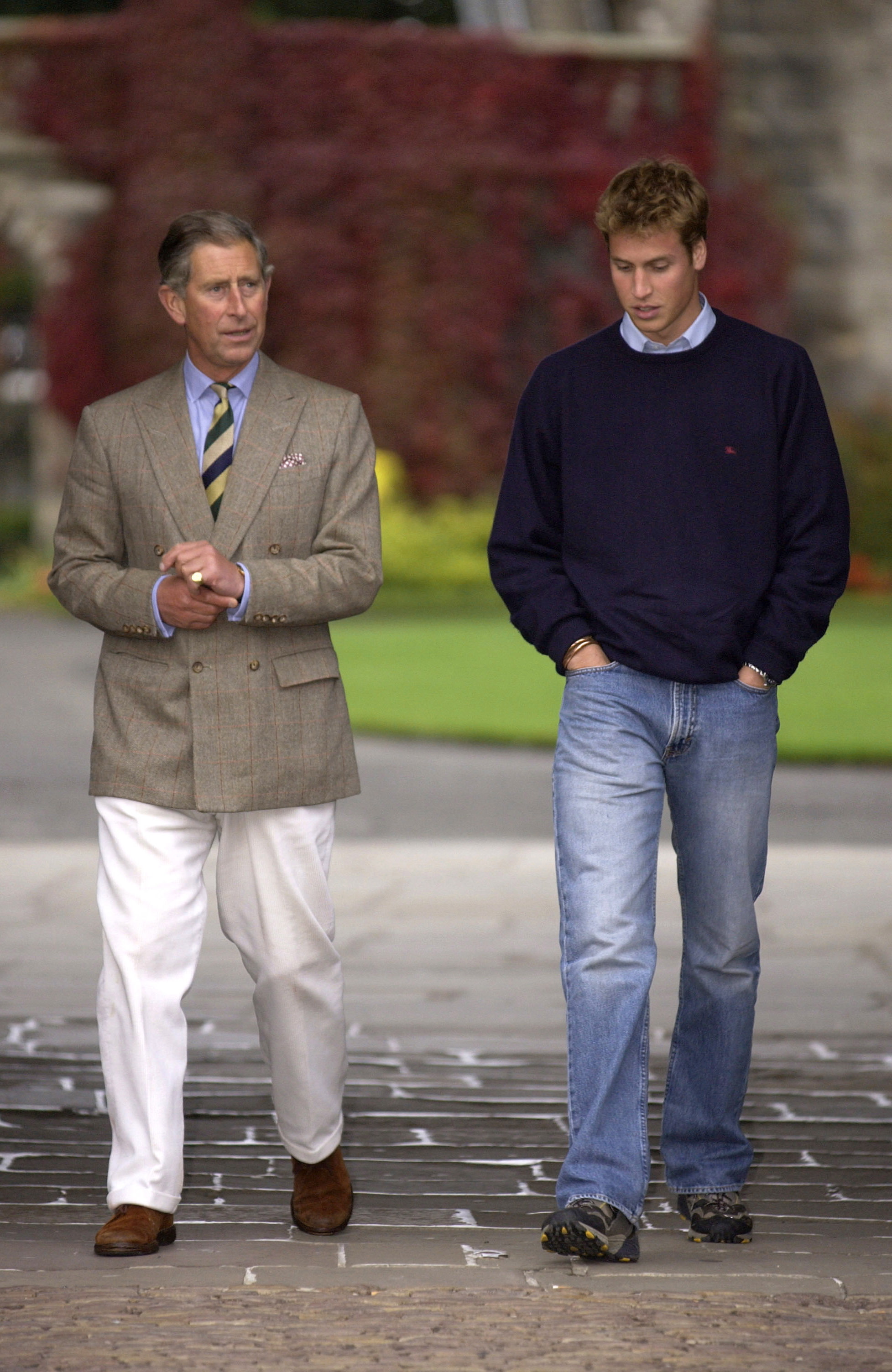 King Charles walking next to Prince William at St Andrews