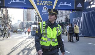 Mark Wahlberg Patriots Day at Boston Marathon finish line