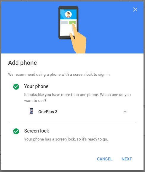 Google two-step verification setup