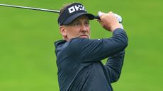 Ian Poulter takes a shot during the first round of the 2022 BMW PGA Championship