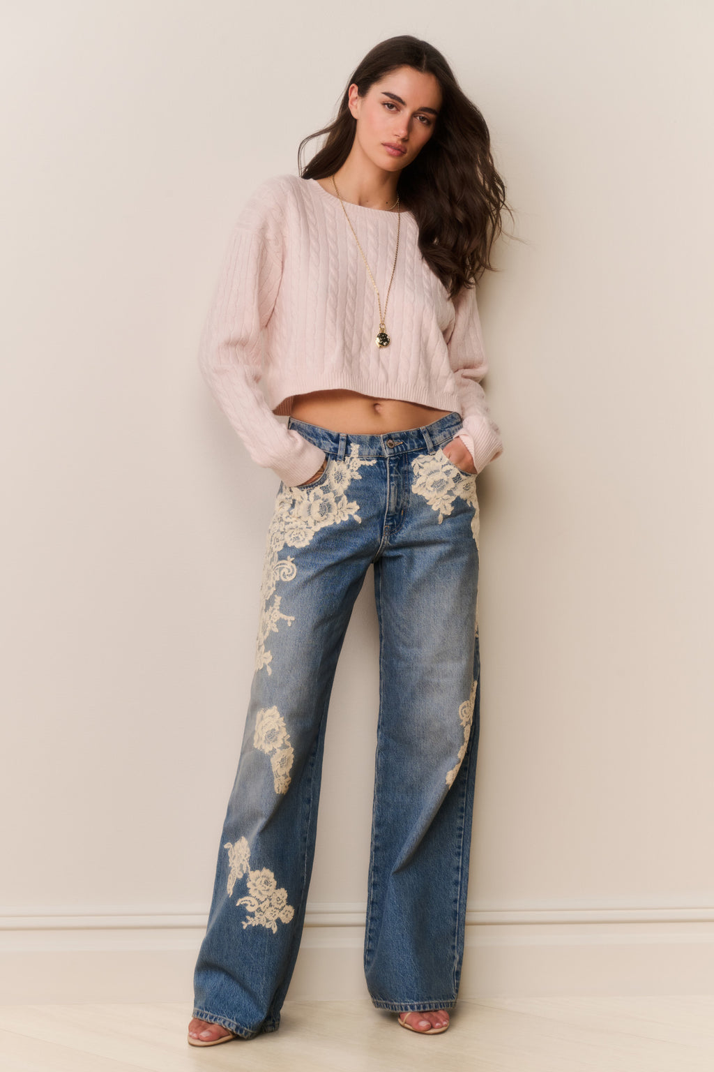 Bambie Lace Appliqu&eacute; Jeans
