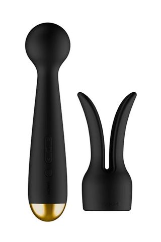 black wand vibrator with rabbit attachment