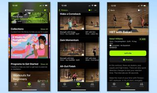 Screenshots of the Restart Your Fitness program on Apple Fitness Plus