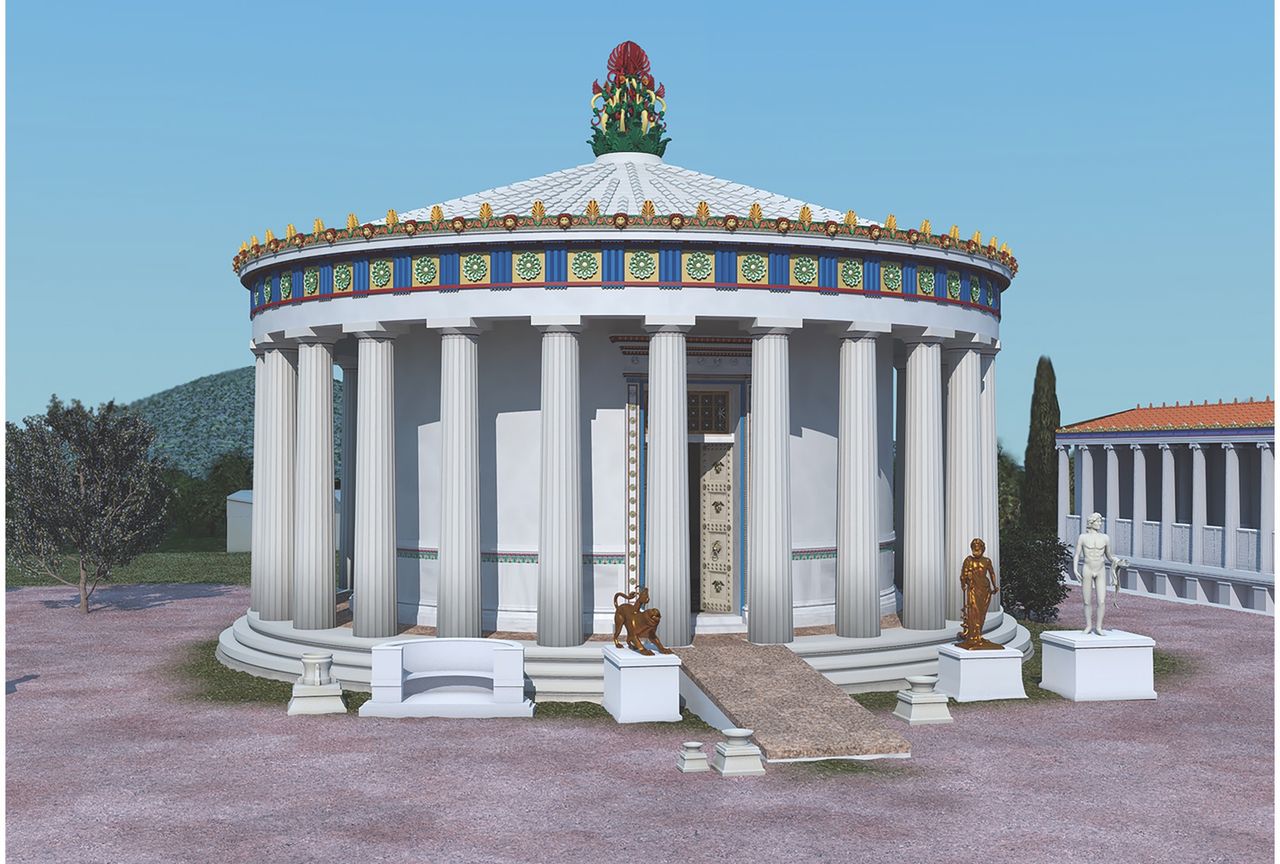 A digital reconstruction of the fourth-century B.C. tholos (circular "beehive" structure) of the Sanctuary of Asklepios at Epidaurus.
