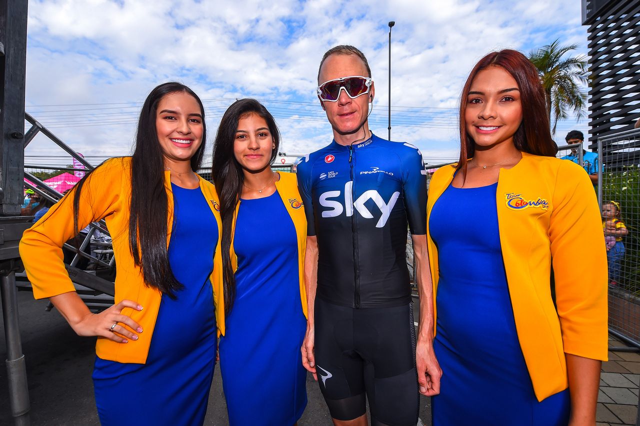 Chris Froome poses before the start