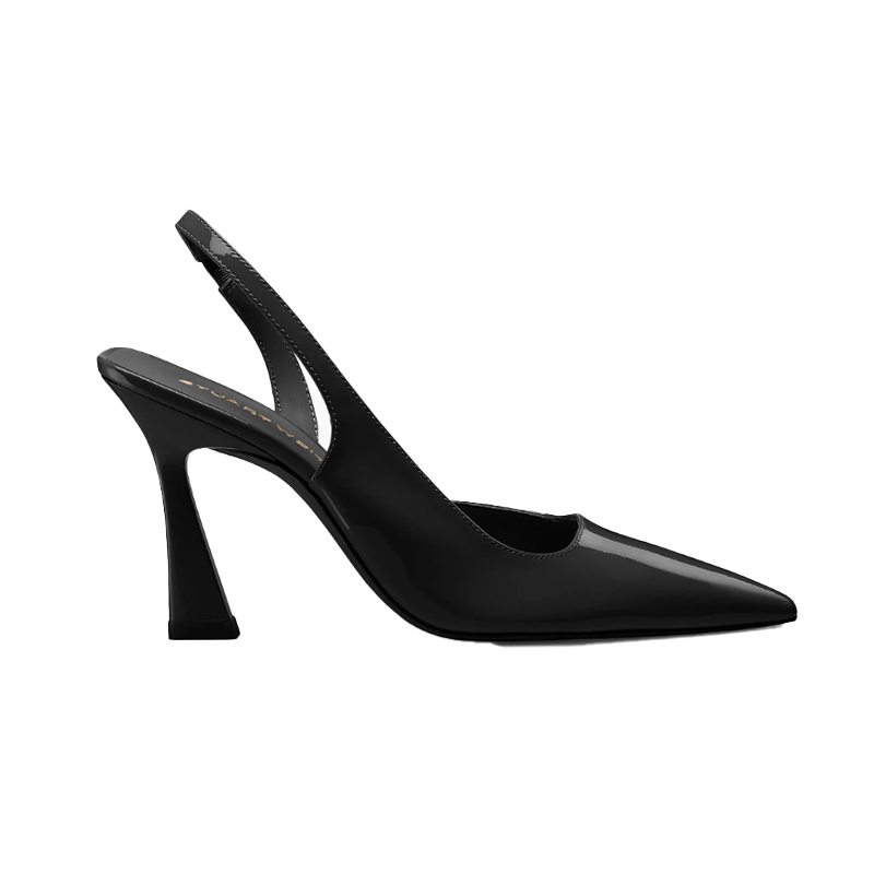 Stuart Weitzman black patent slingback pumps