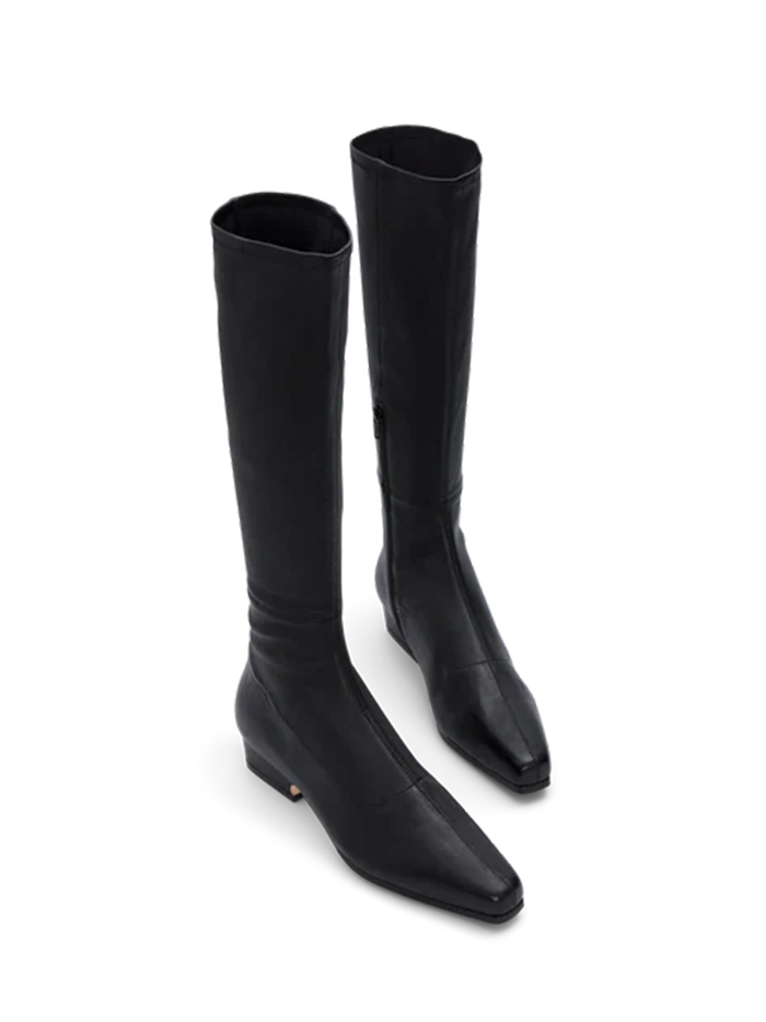 Bared Footwear, Remiz Black Stretch Leather Knee High Boots