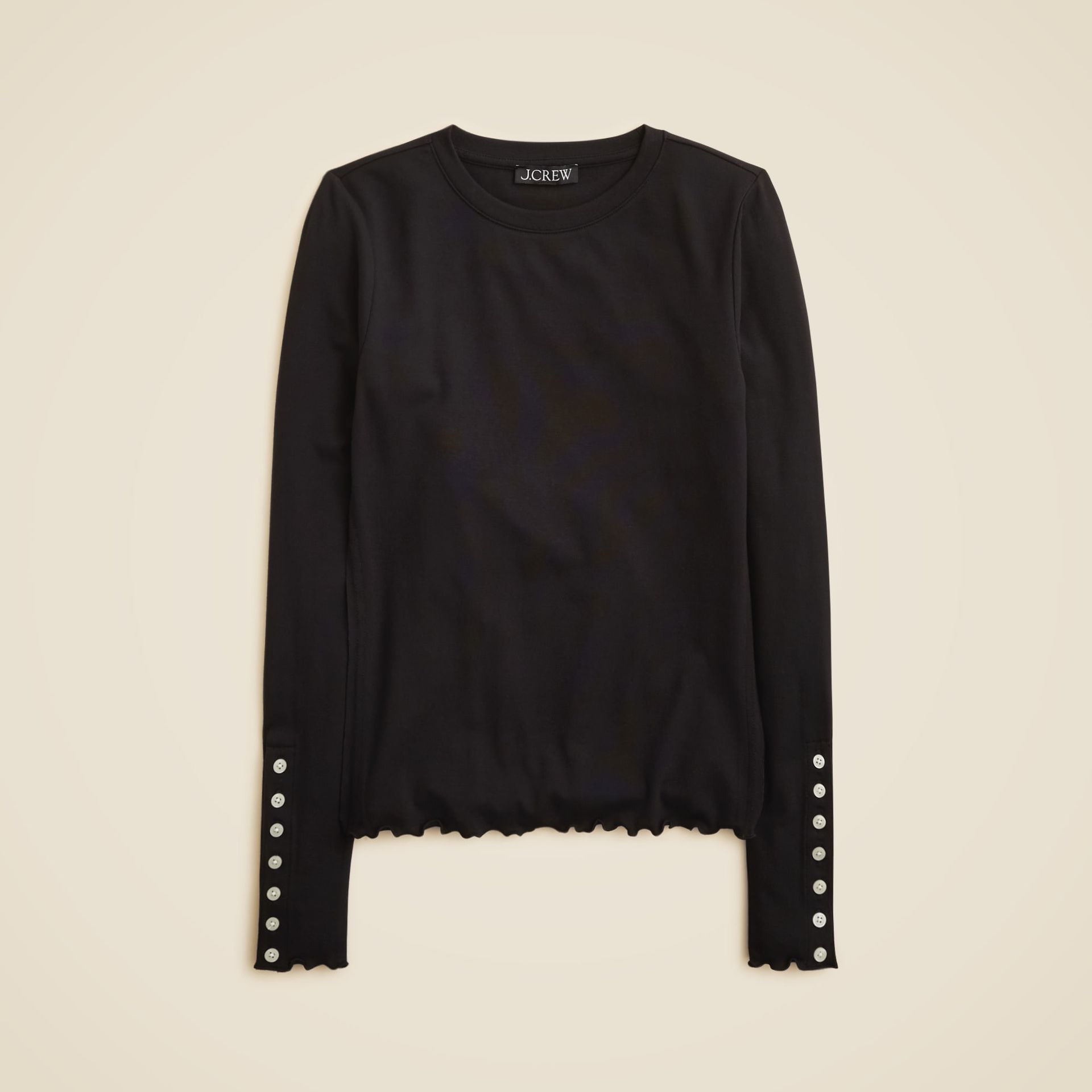 Refined Rib Long-Sleeve T-Shirt With Button Cuffs