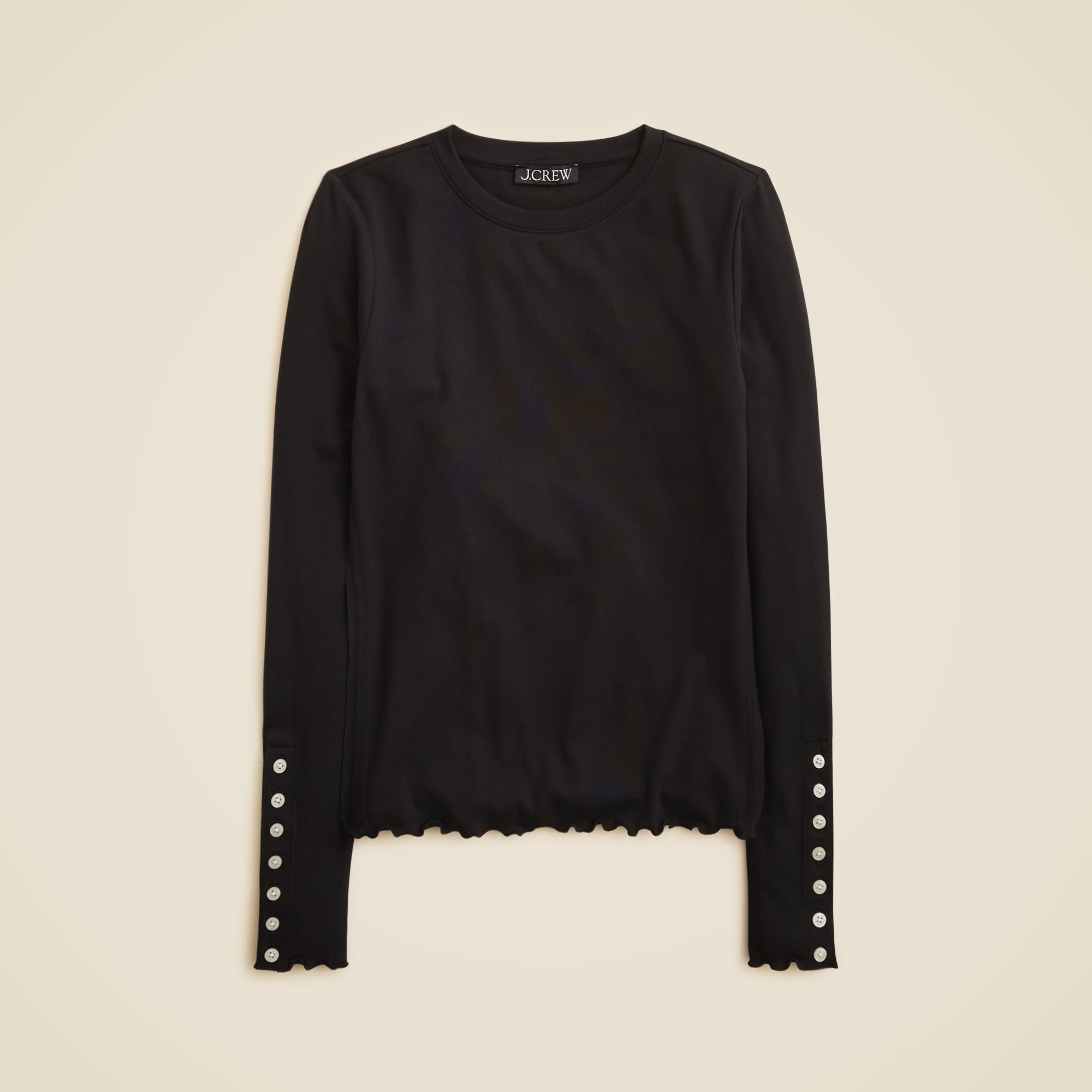 Refined Rib Long-Sleeve T-Shirt With Button Cuffs