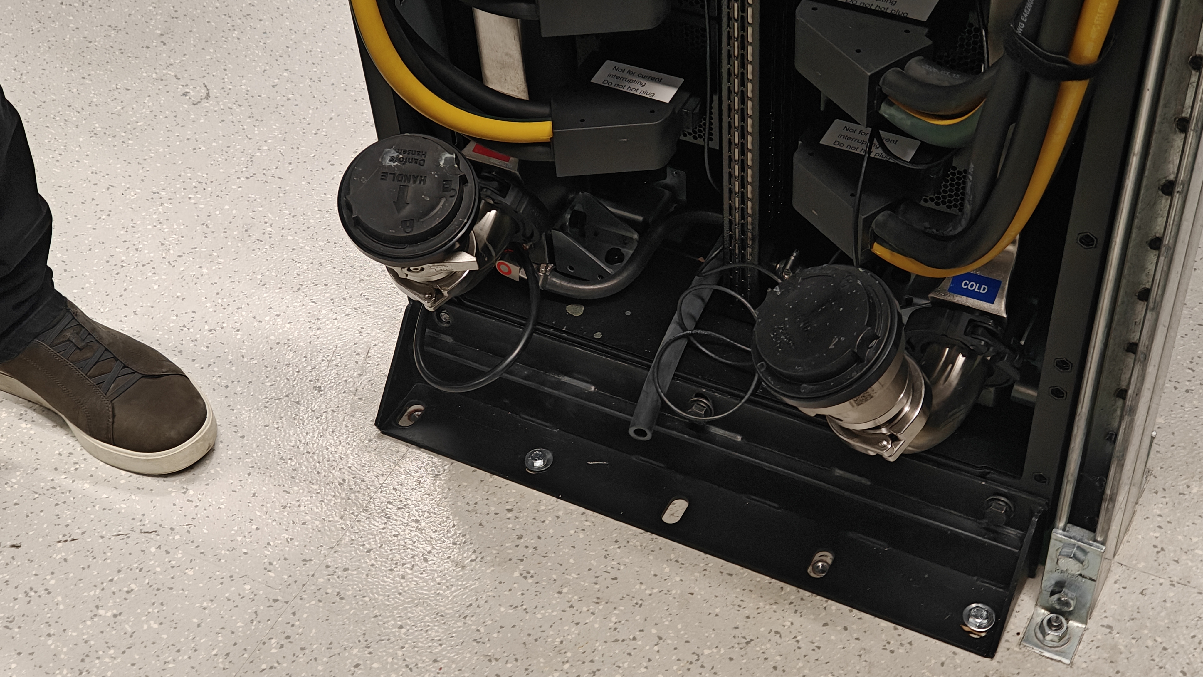 A shot of the cooling infrastructure beneath an NVL72 Vera Rubin tray.