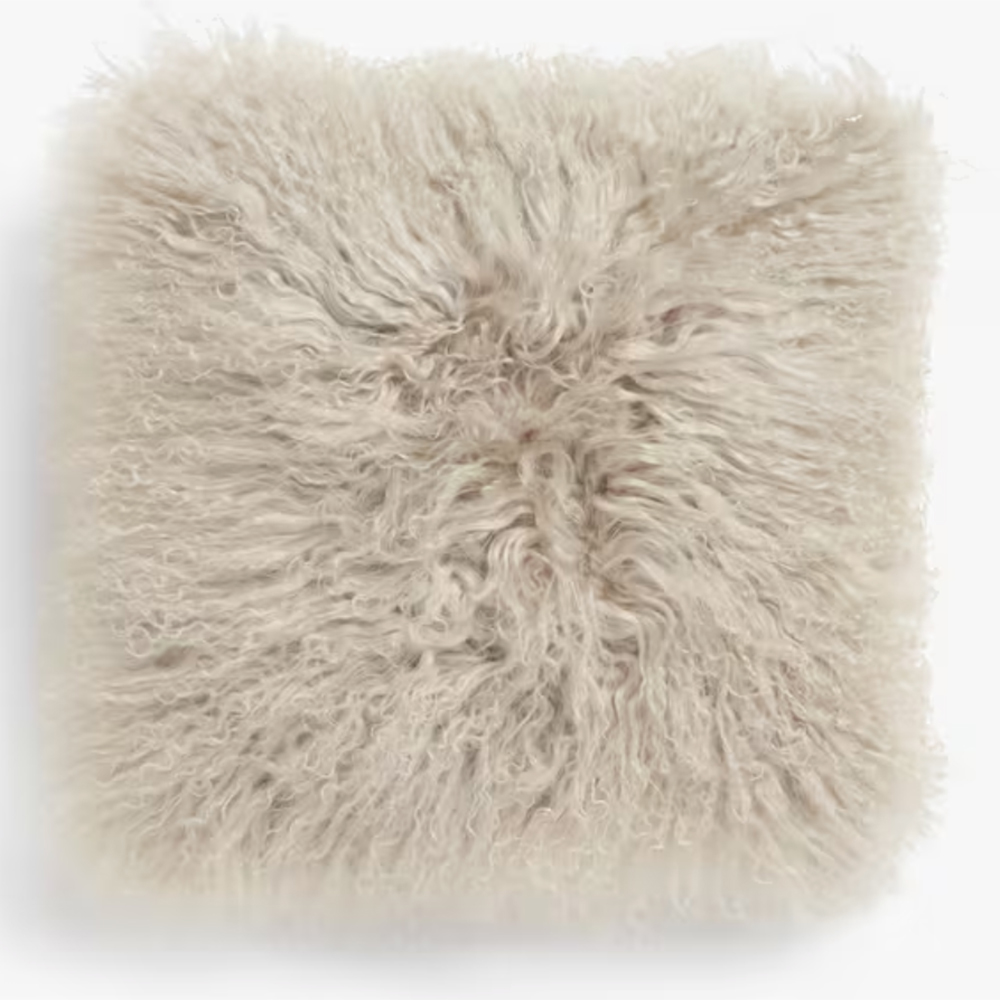 cream Mongolian wool cushion