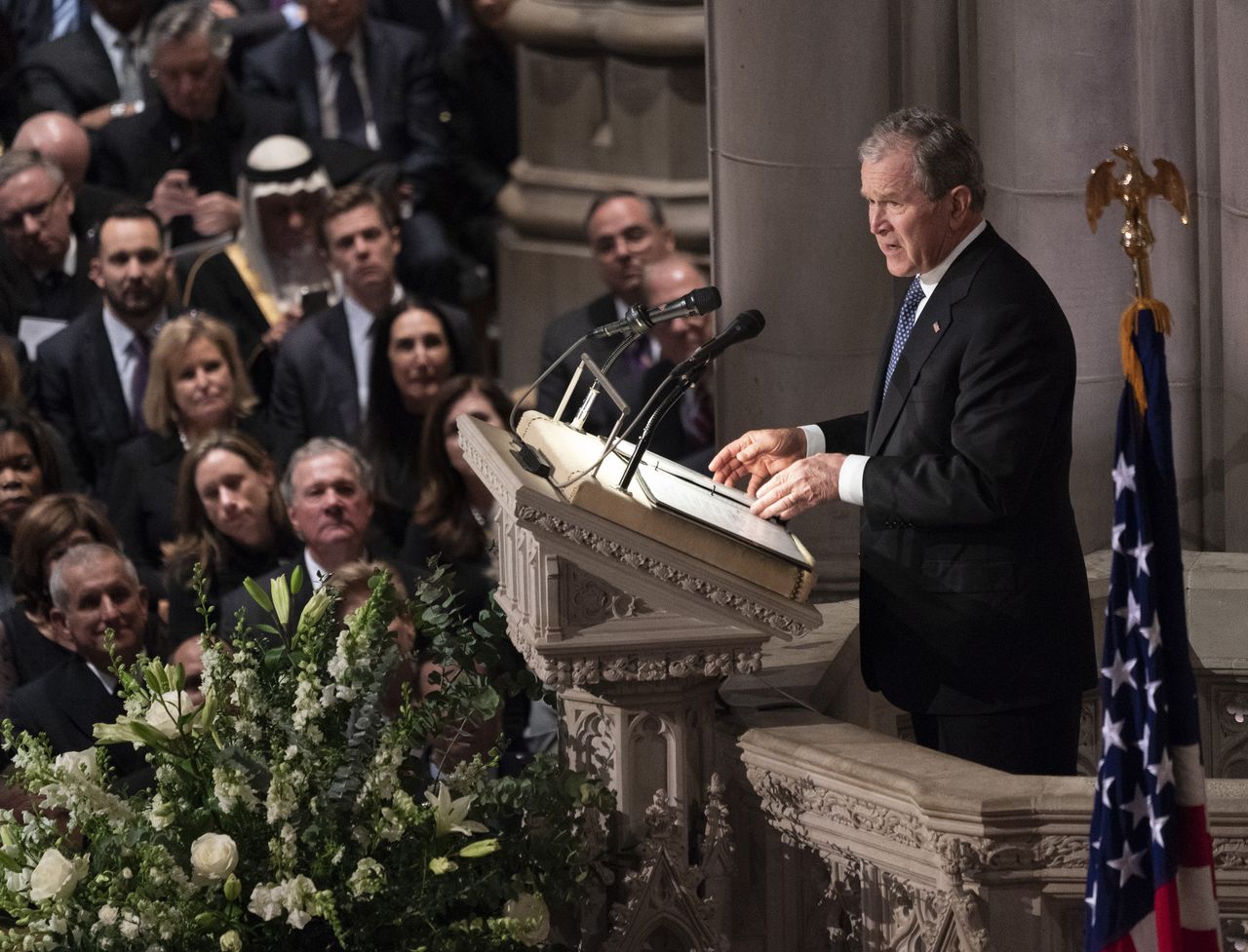 Former President George W. Bush at his father&amp;#039;s funeral