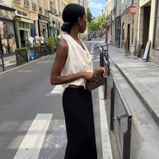 Influencer wearing a scarf top in Paris