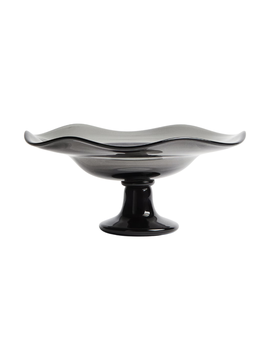 Footed Wavy Glass Serving Plate