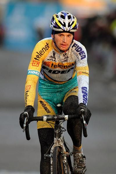 Kevin Pauwels (Telenet - Fidea Cycling Team) crosses the finish line in third place.